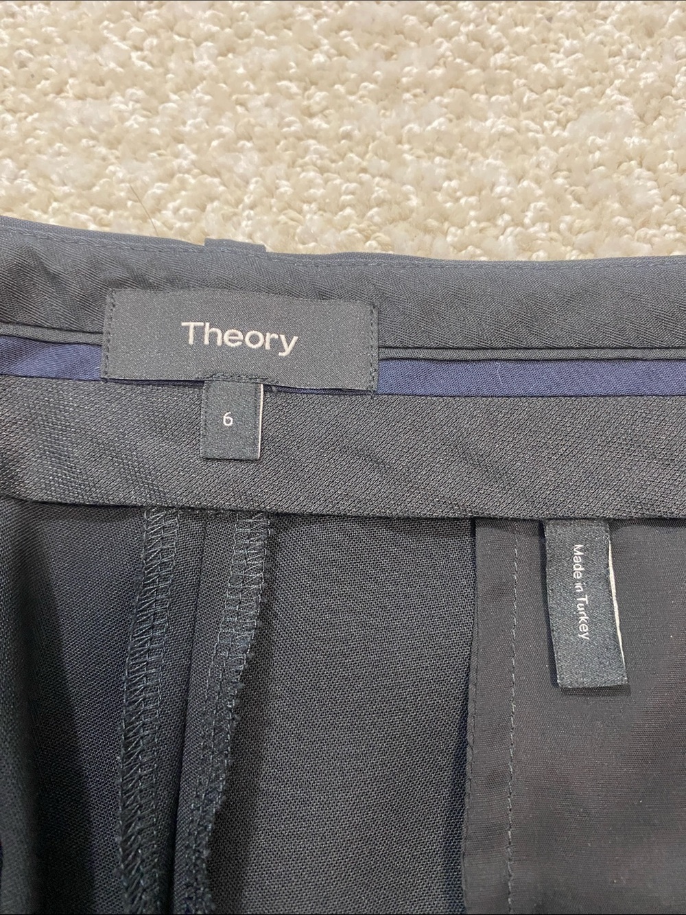 Theory Black Tailored Straight-Leg Trousers Size 6 Shell 96% Wool 4% Elastane - Picture 6 of 16